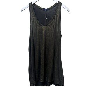 GAP Shimmer Tank Top Size Medium Black Gold Womens Sleeveless Light Rayon